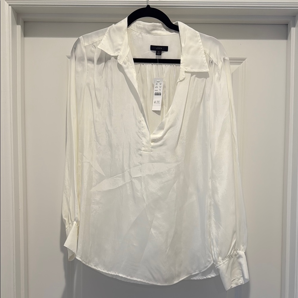 J.Crew Silky Long Sleeve Blouse NWT | Classic Cream